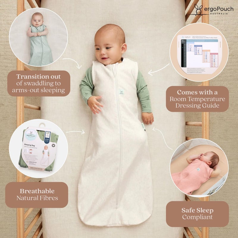 ergoPouch 1.0 Tog Jersey Sleeping Bag â€“ Arms-Out Baby Sleep Sack, Ideal Transition from Swaddling, Slim Fit Keeps Baby Secure & Comfortable, Soft Breathable Fabric (8-24 Months, Sage) - Image 4